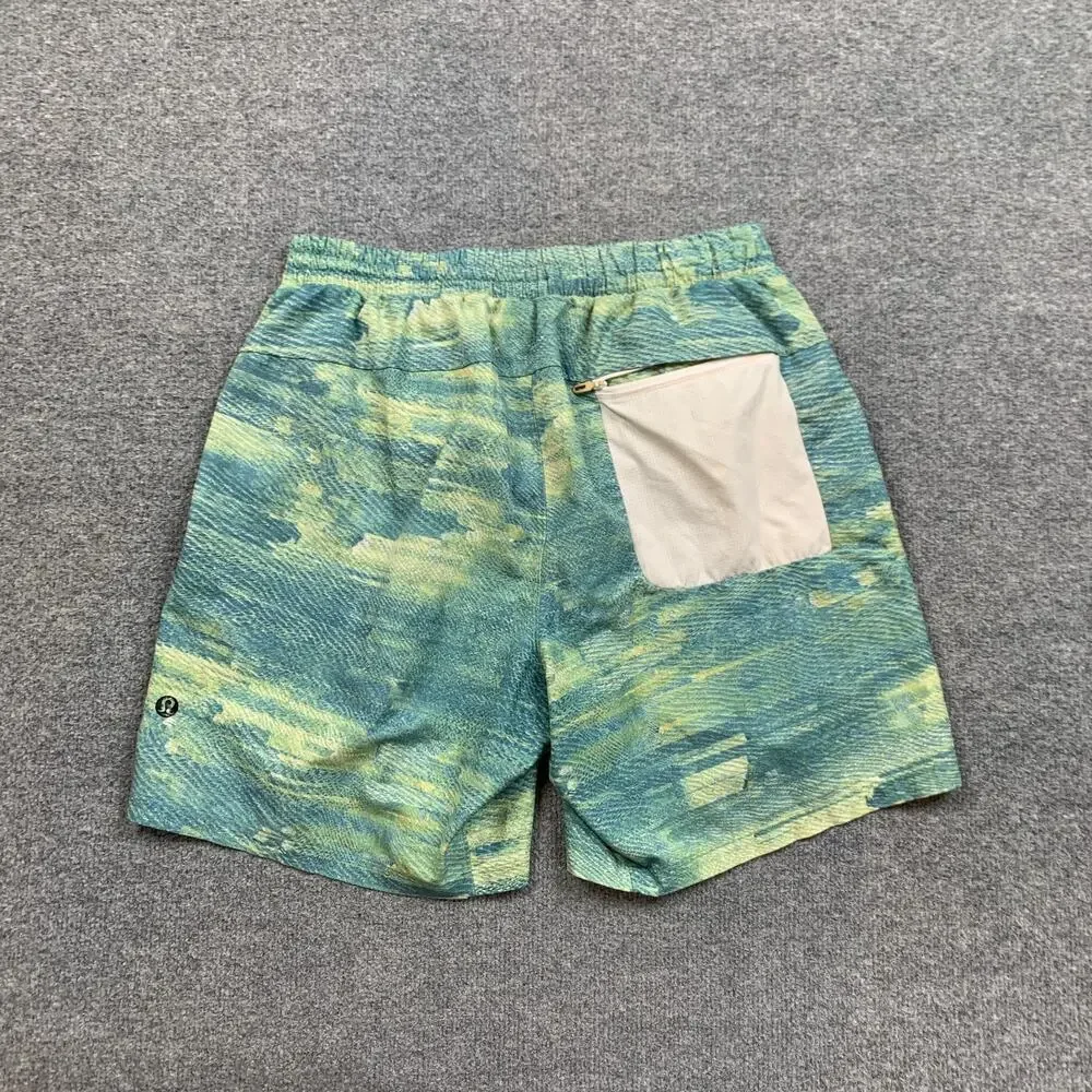Lululemon Swim Shorts Mens Large Pixel Hawaiian Shift Channel Cross Lined Trunks
